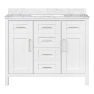 OVE Tahoe 42 in. Bathroom Vanity in Pure White with White Countertop