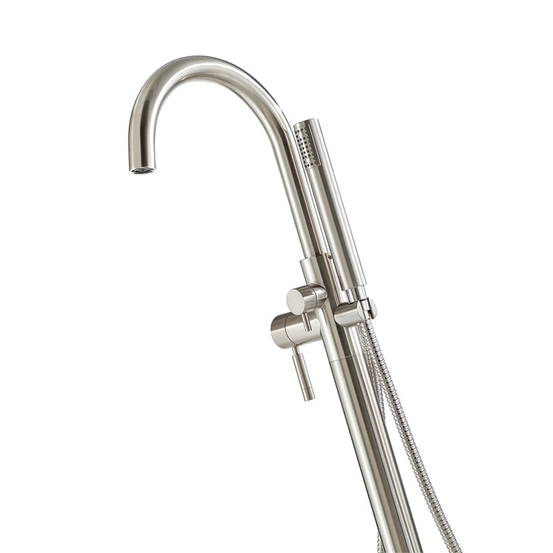 Athena 1-Handle Freestanding Roman Tub Faucet with Hand Shower in Brushed Nickel