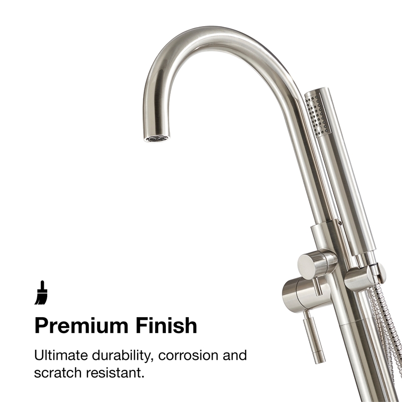 Athena 1-Handle Freestanding Roman Tub Faucet with Hand Shower in Brushed Nickel