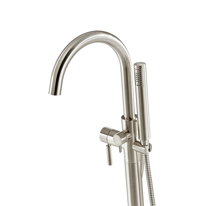 Athena 1-Handle Freestanding Roman Tub Faucet with Hand Shower in Brushed Nickel