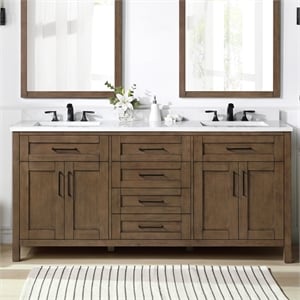 Tahoe 72&quot Double Vanity in Almond Latte with White Countertop