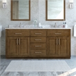 OVE Athea 72 in. Almond Latte Bathroom Vanity with White Top and Nickel Hardware