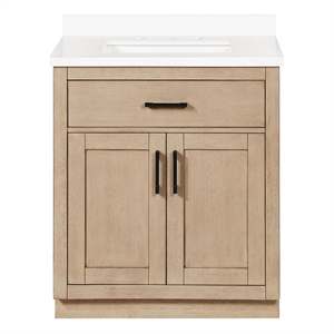 OVE Bailey 30 in. Sahara Birch Bathroom Vanity White Engineered Stone Top