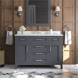 Tahoe 48&quot Bathroom Vanity in Dark Charcoal with White Countertop