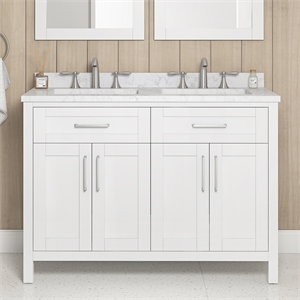 Tahoe 48&quot Double Bathroom Vanity in Pure White with White Countertop