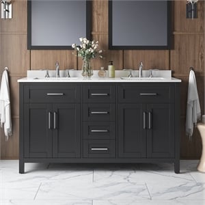 Tahoe 60&quot Double Vanity in Espresso with White Countertop