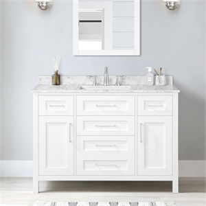 OVE Tahoe 48 in. Bathroom Vanity in Pure White with White Countertop