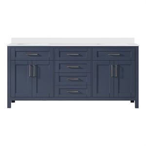 OVE Tahoe 72 in. Double Sink Bathroom Vanity in Midnight Blue with Countertop