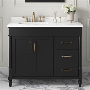 Salisbury 42&quot Bathroom Vanity in Impress Black with White Countertop