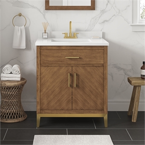 Diya 30&quot Bathroom Vanity in Macchiato with White Countertop