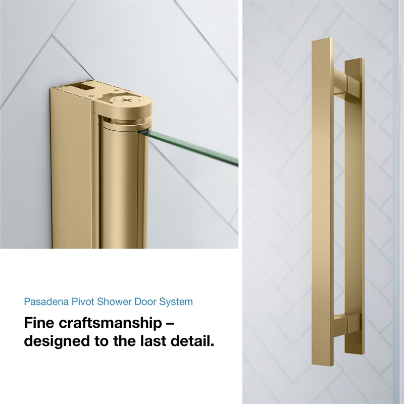 Pasadena 48x 36 x 74-3/4 Alcove Shower Kit with Base and Door in Brushed Gold