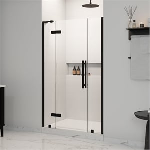 Tampa 48&quotW x 72&quotH Frameless Pivot Alcove Shower Door in Black
