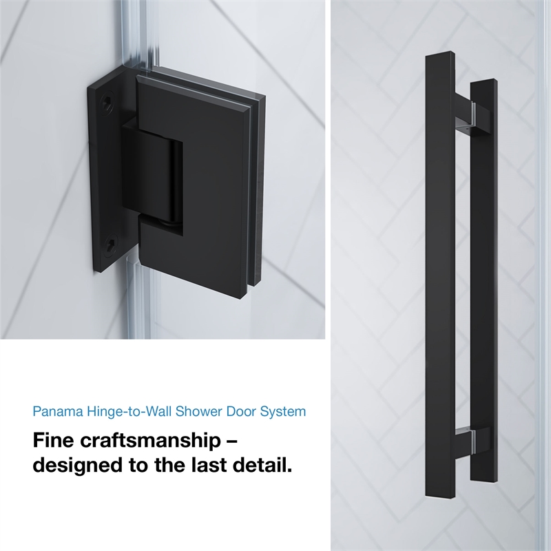 Panama 32 x 32 x 74-3/4 Alcove Shower Kit with Base and Door in Black