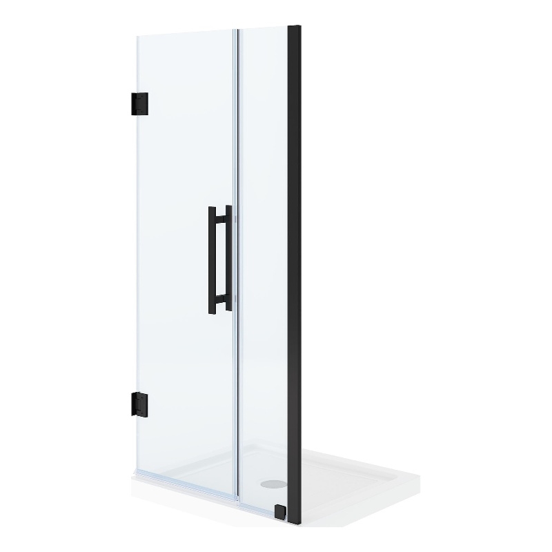 Panama 36 x 32 x 74-3/4 Alcove Shower Kit with Base and Door in Black