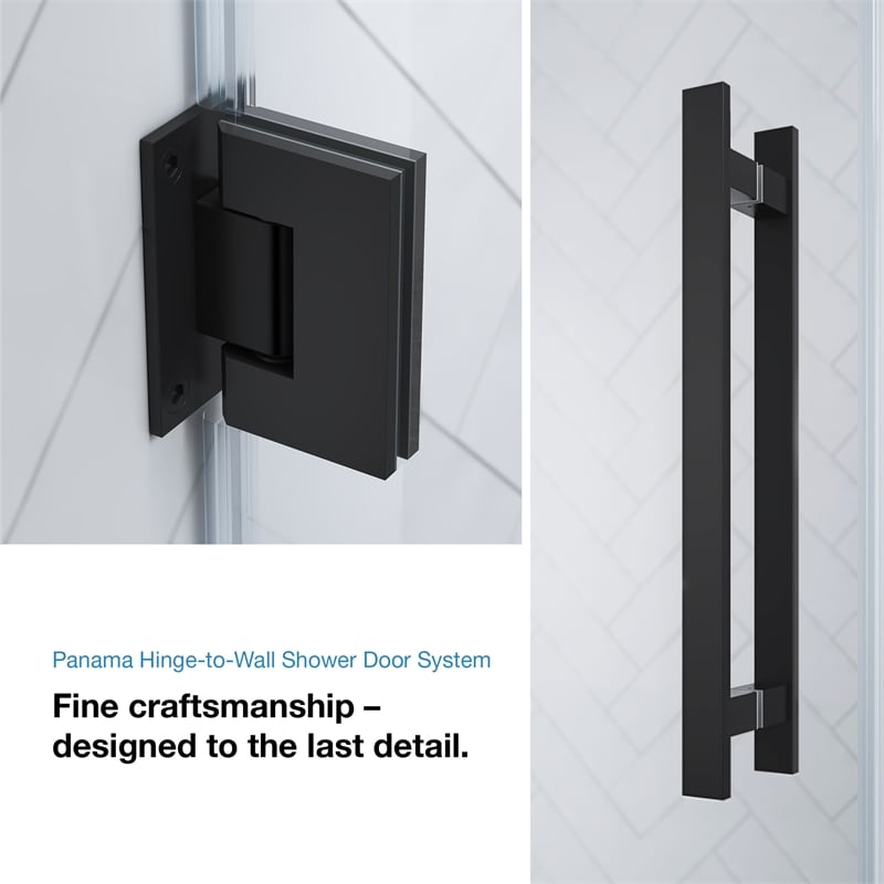 Panama 36 x 36 x 74-3/4 Alcove Shower Kit with Base and Door in Black