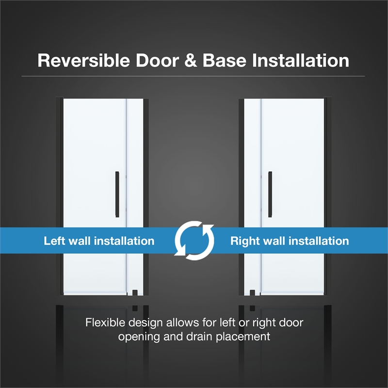 Pasadena 36 x 36 x 74-3/4 Alcove Shower Kit with Base and Door in Black