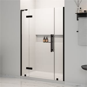 Tampa 54 x 36 x 74-3/4 Alcove Shower Kit with Base and Door in Black
