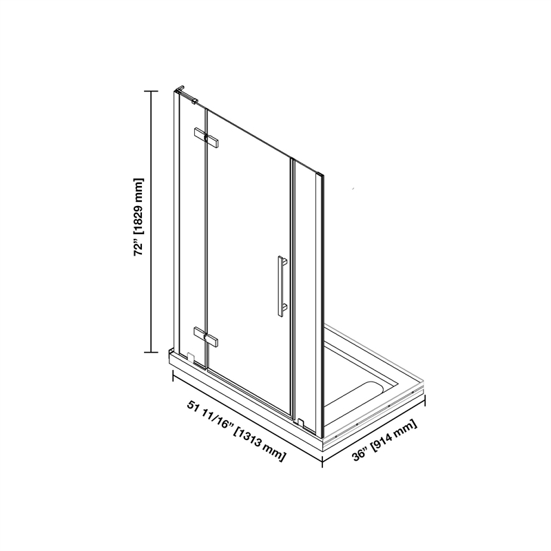 Tampa 54 x 36 x 74-3/4 Alcove Shower Kit with Base and Door in Black