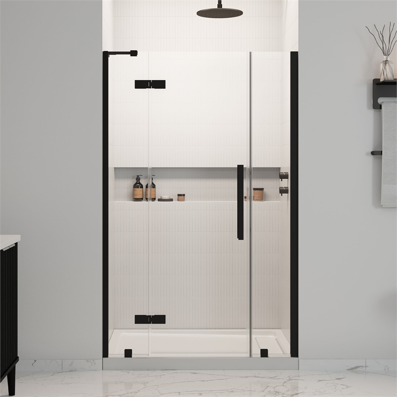 Tampa 48 x 32 x 74-3/4 Alcove Shower Kit with Base and Door in Black