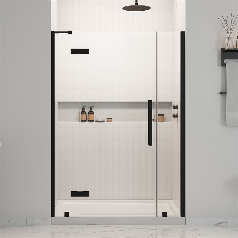 Tampa 54 x 32 x 74-3/4 Alcove Shower Kit with Base and Door in Black