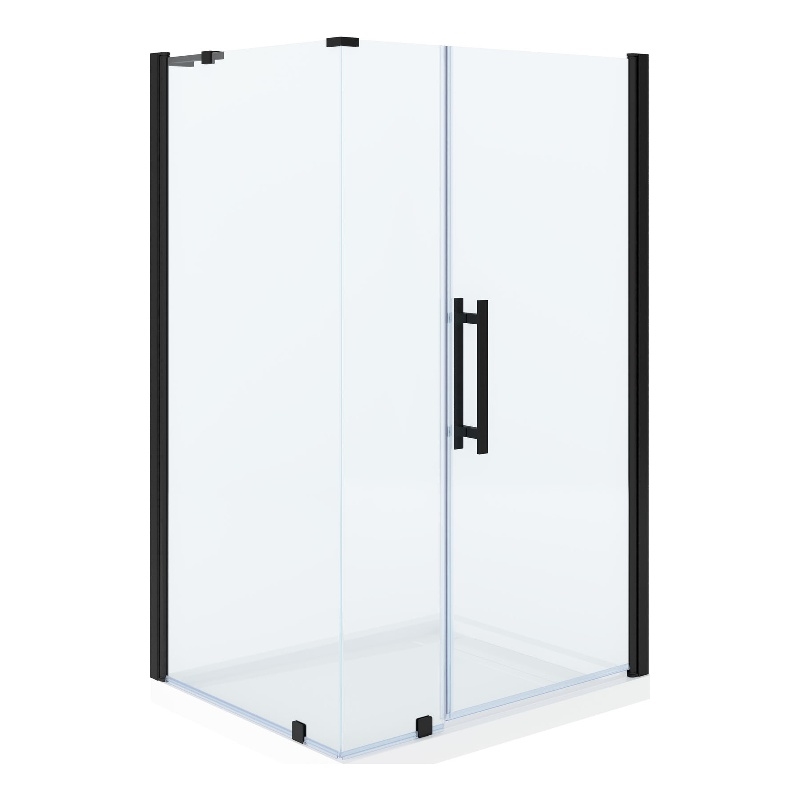 Pasadena 48 x 36 x 74-3/4 Corner Shower Kit with Base and Door in Black