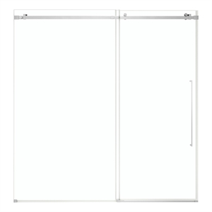 OVE Selby 72&quotW x 74&quotH Frameless Sliding AlcShower Door in Satin Nickel