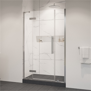 OVE Tampa 48&quotW x 72&quotH Frameless Pivot AlcShower Door in Satin Nickel