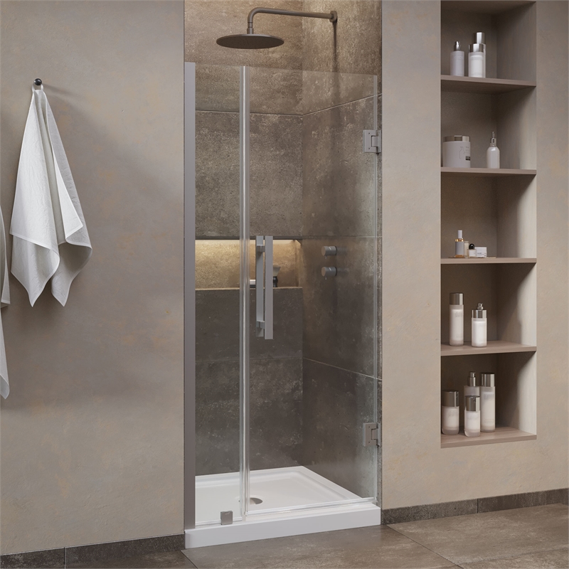 Panama 36 x 32 x 74-3/4 Alcove Shower Kit with Base and Door in Satin Nickel