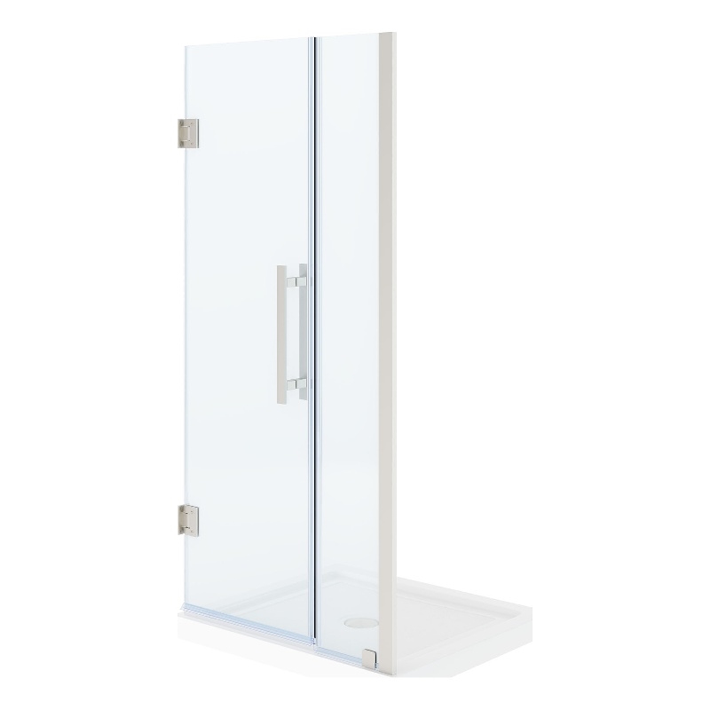 Panama 36 x 32 x 74-3/4 Alcove Shower Kit with Base and Door in Satin Nickel