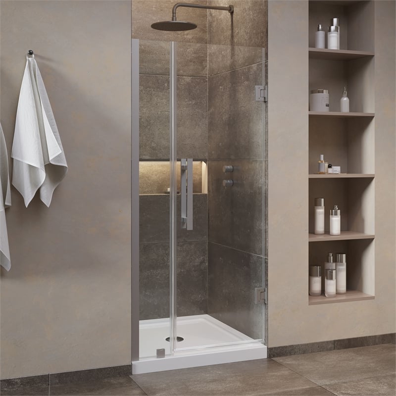 Panama 36 x 36 x 74-3/4 Alcove Shower Kit with Base and Door in Satin Nickel