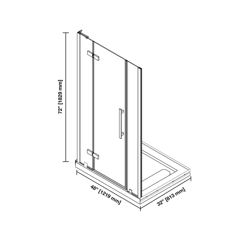 Tampa 48 x 32 x 74-3/4 Alcove Shower Kit with Base and Door in Satin Nickel