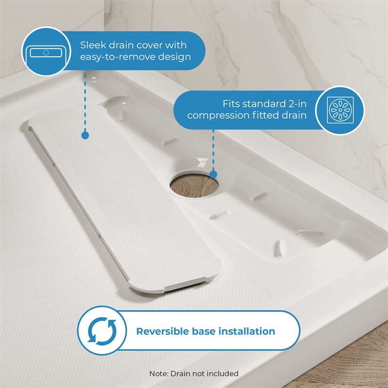 Tampa 48 x 32 x 74-3/4 Alcove Shower Kit with Base and Door in Satin Nickel