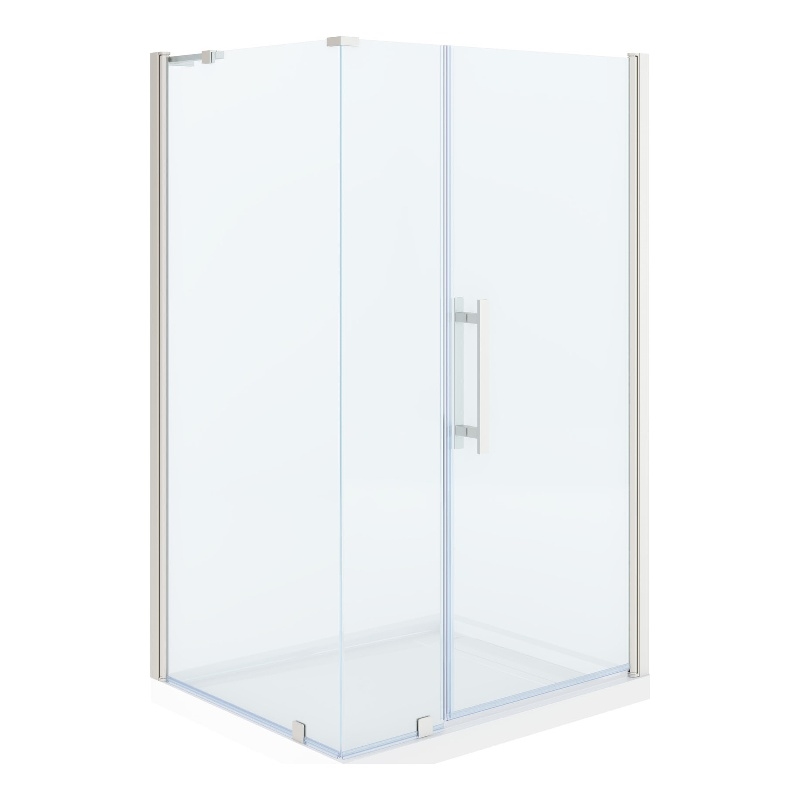 Pasadena 48 x 36 x 74-3/4 Corner Shower Kit with Base and Door in Satin Nickel