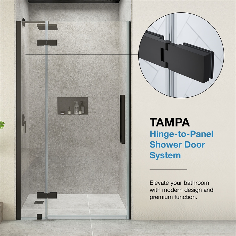 Tampa 48 x 36 x 74-3/4 Corner Shower Kit with Base and Door in Satin Nickel