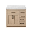 OVE Athea 36 in. Sahara Birch Bathroom Vanity with White Top and Matte Black Hardware
