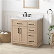 OVE Athea 36 in. Sahara Birch Bathroom Vanity with White Top and Matte Black Hardware
