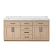 OVE Athea 72 in. Sahara Birch Bathroom Vanity with White Top Matte Black Hardware