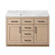 OVE Athea 48 in. Sahara Birch Bathroom Vanity with White Top Black Hardware