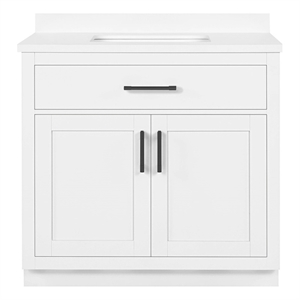 OVE Bailey 36 in. White Bathroom Vanity White Engineered Stone Top