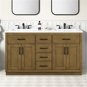 Bailey 60&quot Almond Latte Bathroom Vanity with White Top