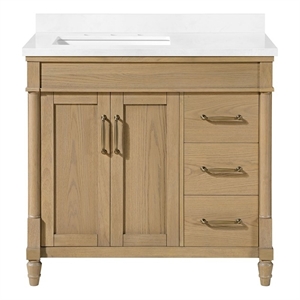 Salisbury 36&quot Natural Birch Bathroom Vanity with White Countertop