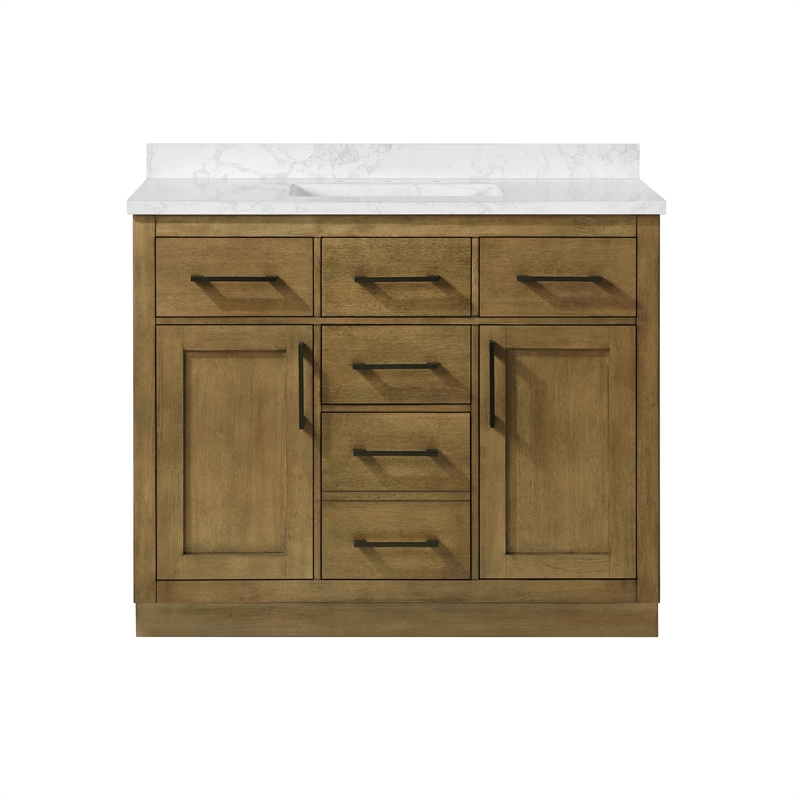 Athea 42 in. Almond Latte Vanity with Top and Matte Black Hardware
