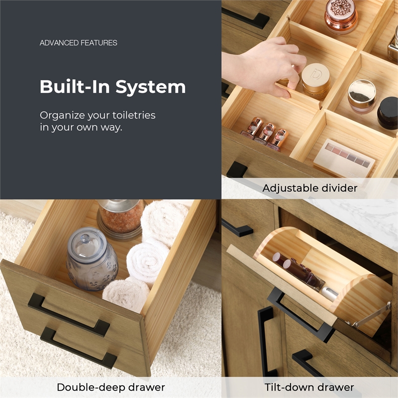 Athea 42 in. Almond Latte Vanity with Top and Matte Black Hardware