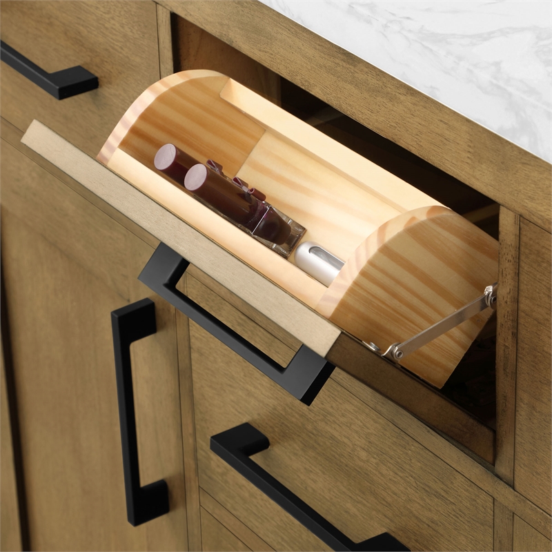 Athea 42 in. Almond Latte Vanity with Top and Matte Black Hardware