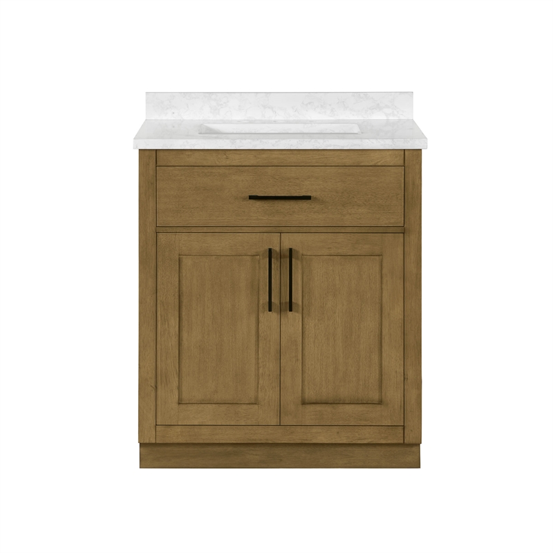 Athea 30 in. Almond Latte Vanity with Top and Matte Black Hardware