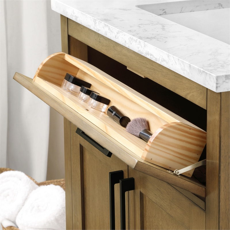 Athea 30 in. Almond Latte Vanity with Top and Matte Black Hardware