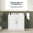 Bailey 36 in. White Vanity with White Top and Brushed Gold Hardware