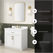 Bailey 36 in. White Vanity with White Top and Brushed Gold Hardware
