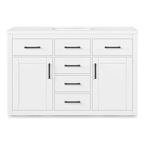 OVE Bailey 48 in. White Bathroom Vanity White Engineered Stone Top