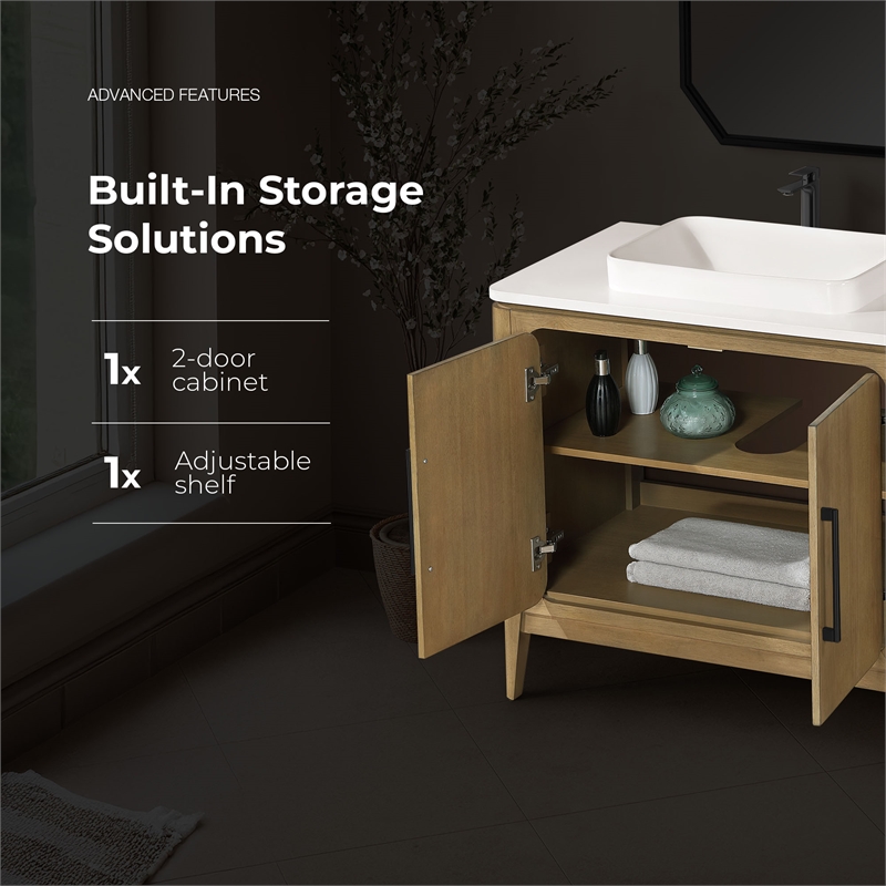 Heidi 36 in. Cortado Bathroom Vanity with White Quartz Top